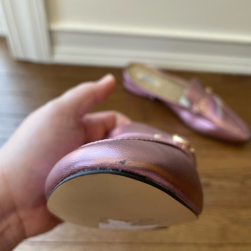 Coach Irene Metallic Pink Barbie Shearling Mule Shoes New - Picture 2 of 16